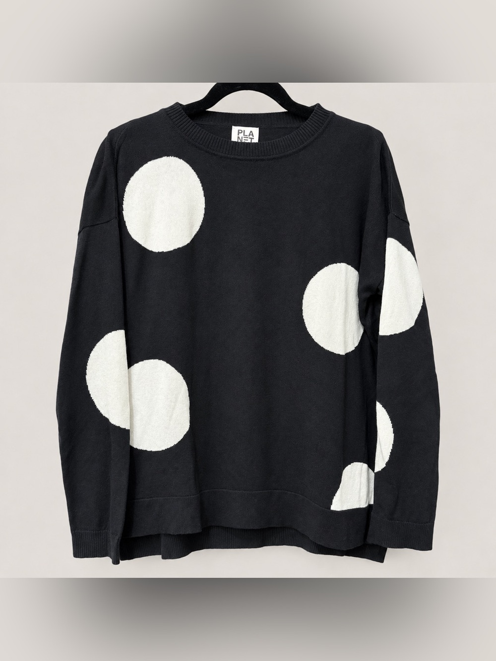 PLANET Lauren G Polka Dot Pima Cotton Modal Oversized Sweater OS